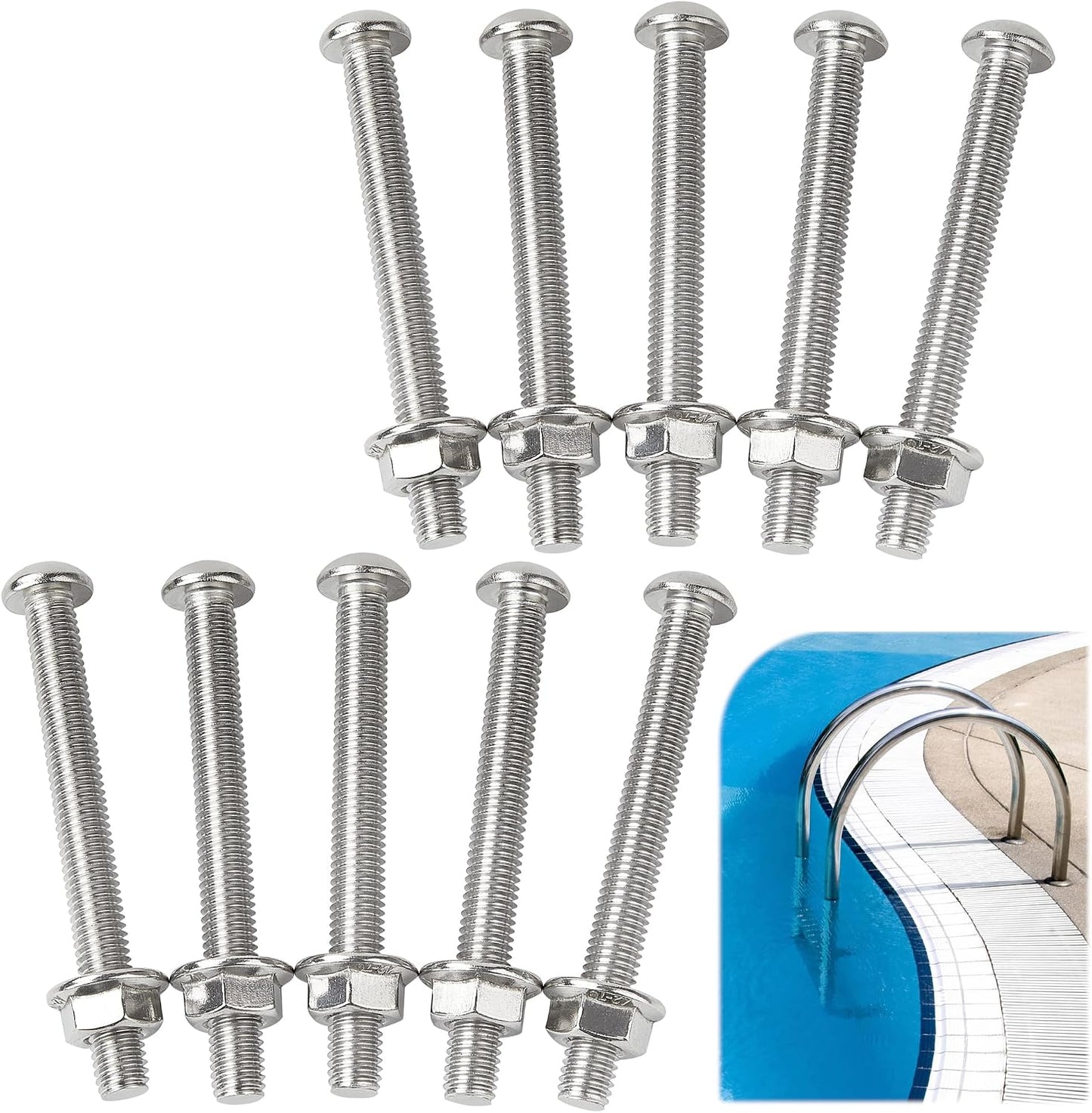Kit 10 pernos tuercas acero inox para escalera piscina