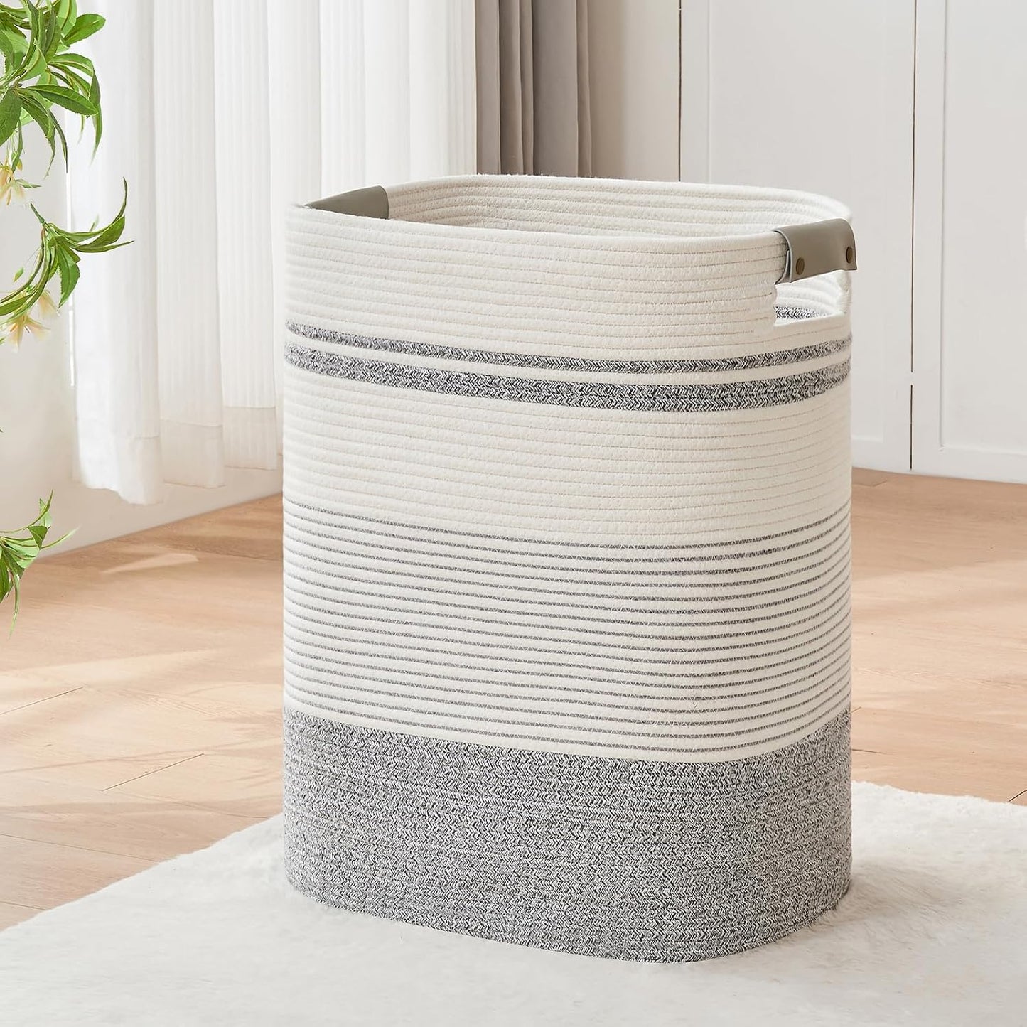 Cesta lavandería con asas para mantas y dormitorio 17x