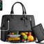 Bolsa de almuerzo grande para mujer en negro de cuero