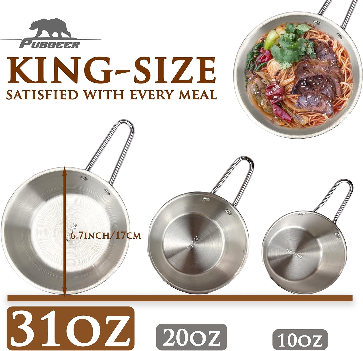 Tazones acero inox anidable 31oz set 4 para campamento