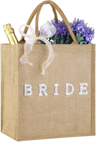 Bolsa regalo arpillera yute 14x13x7.5pulg para novia