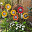 2 Estacas Jardín con Girasoles Metal 29.5" Decoración Patio