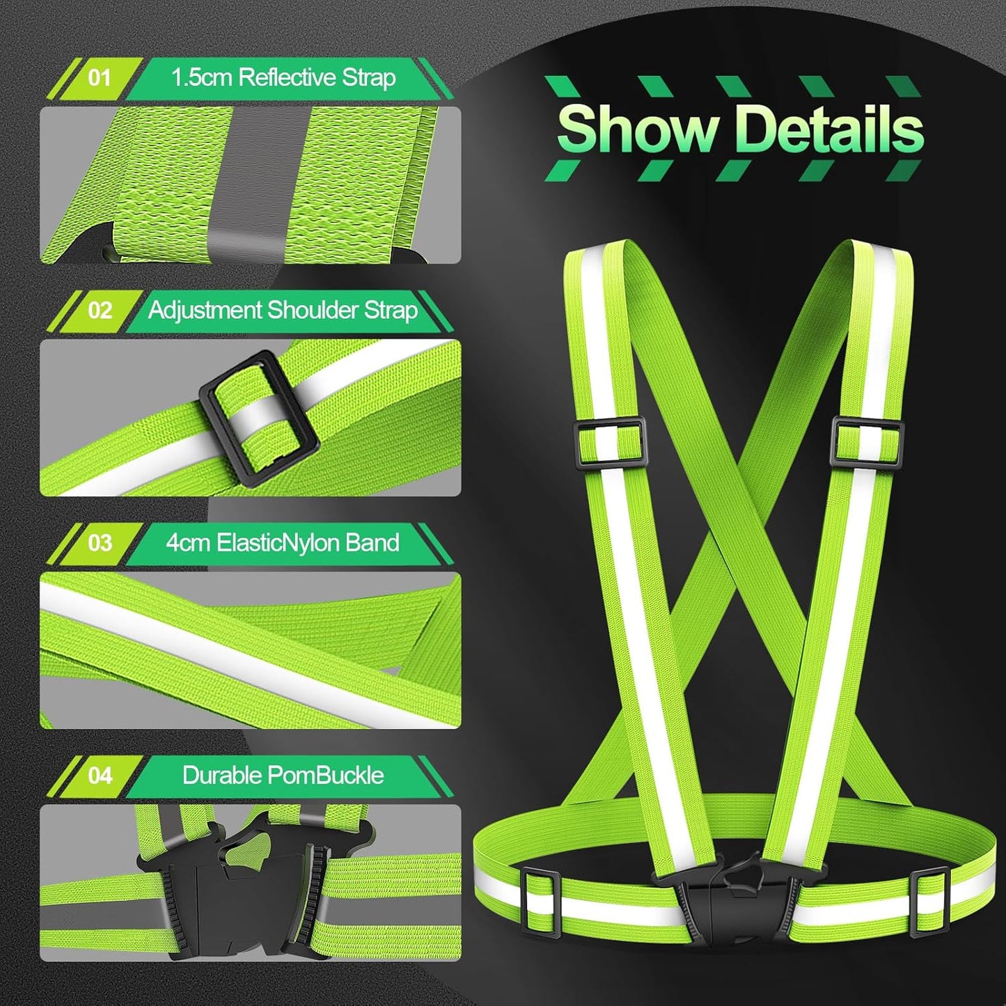 2 Pack Chaleco Reflectante Correr Ciclismo Noche