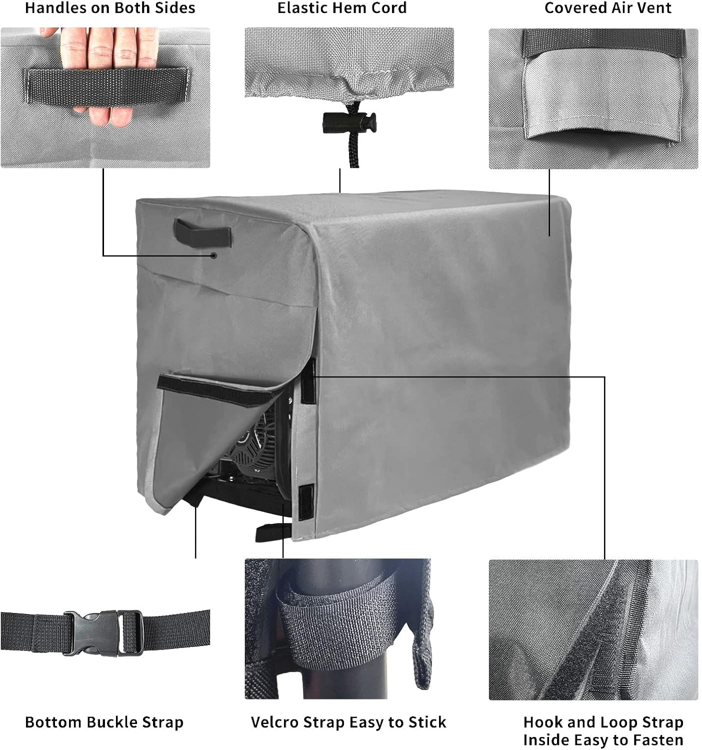 Cubierta generador impermeable 32x24x24" 600D poliéster gris