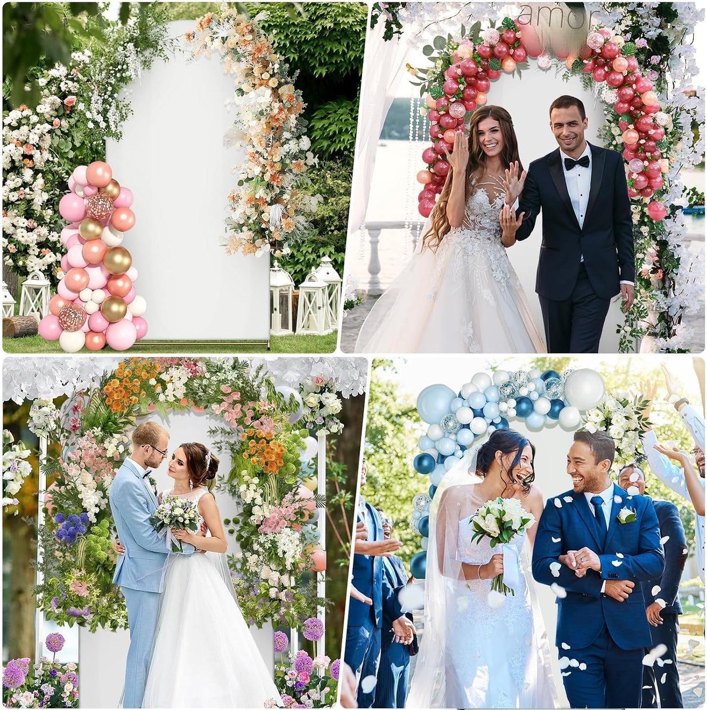 Soporte arco metal 7.2ft dorado con cubierta para boda y fiesta