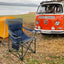 Silla camping plegable gran tamaño tela resistente azul