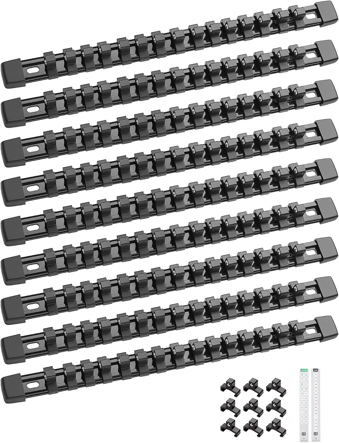 Organiz. dados 9 pzas ABS rieles 3/8" soportes 135 dados