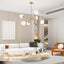 Candelabro Sputnik 6 Luces Dorado Cristal Blanco Dormitorio