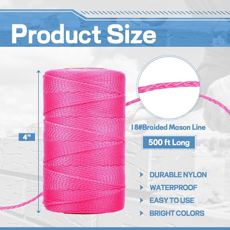 8 Rollos Cuerda Nailon Trenzada 4000 ft Rosa Fluorescente