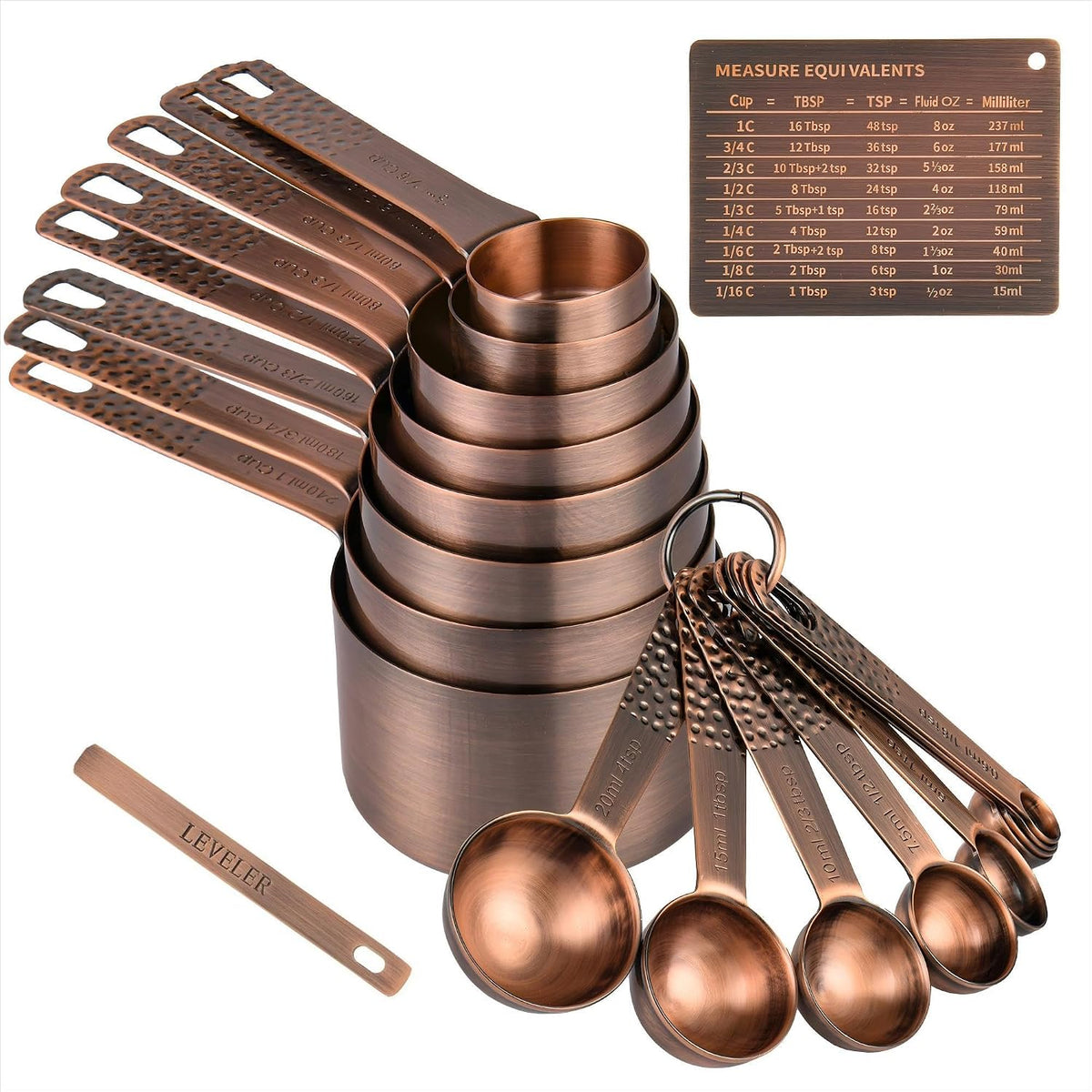 Juego tazas y cucharas medidoras acero inox
