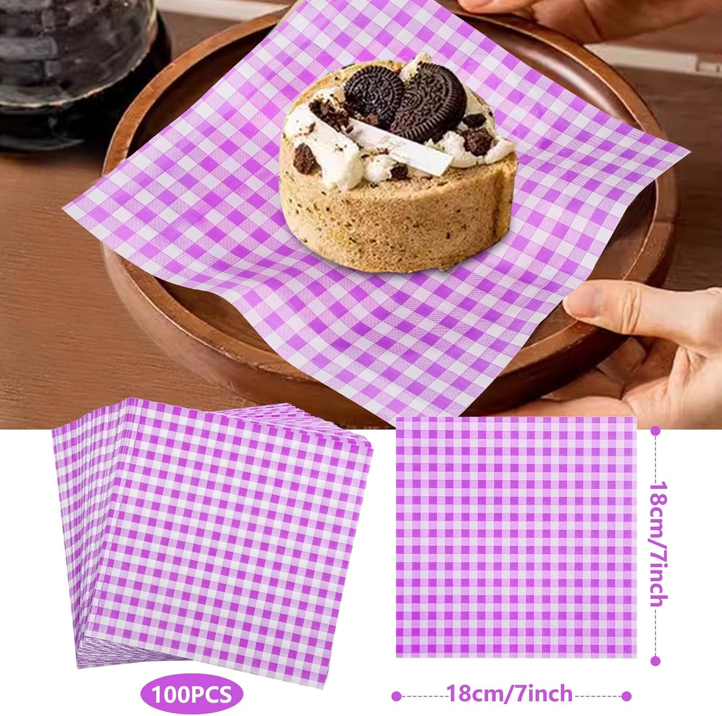 100 Pzas Hojas Papel Encerado 7x7pulg para Delicatessen