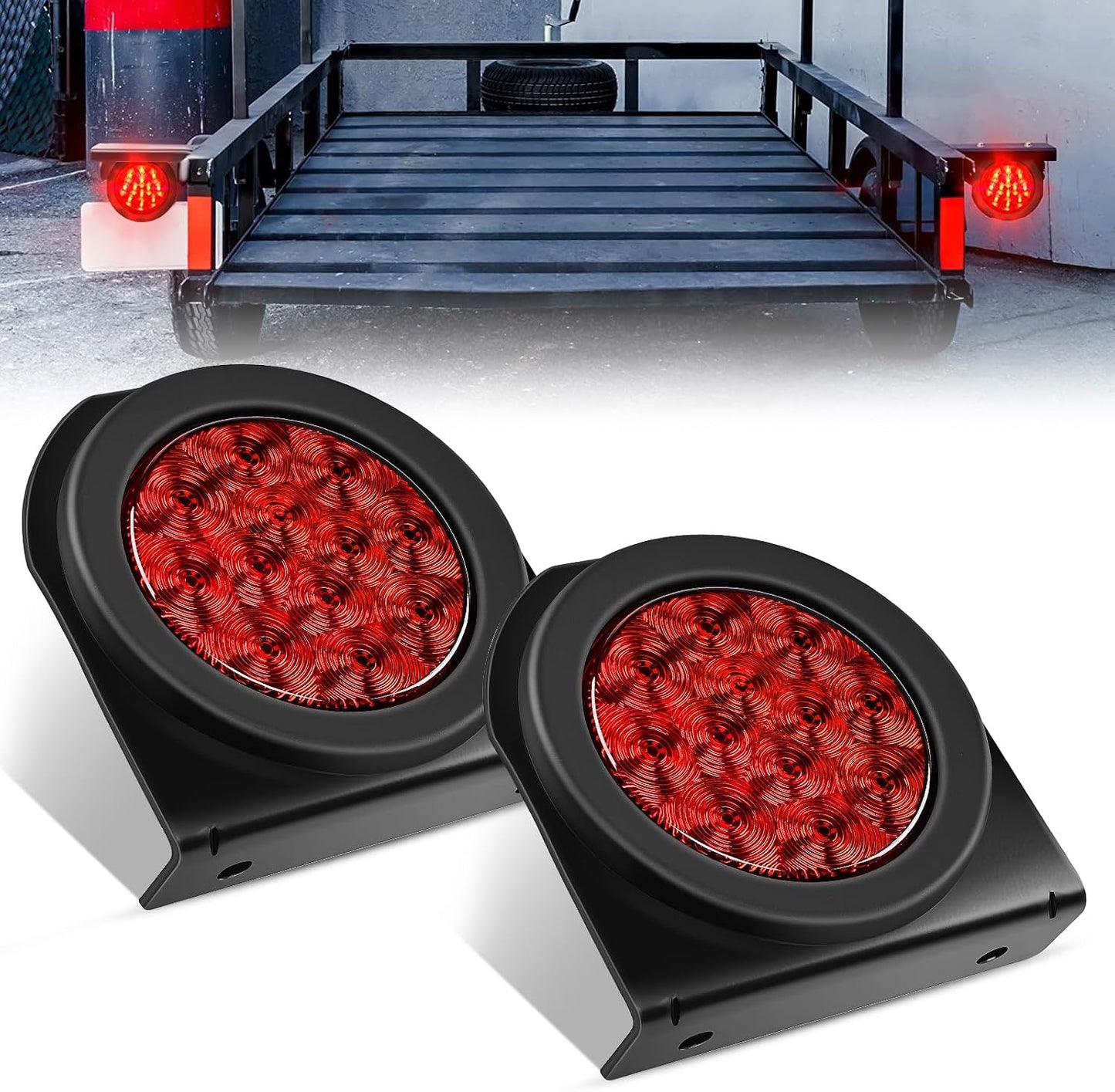 Luz trasera remolque 4pulg 12 LED rojas con soportes IP67