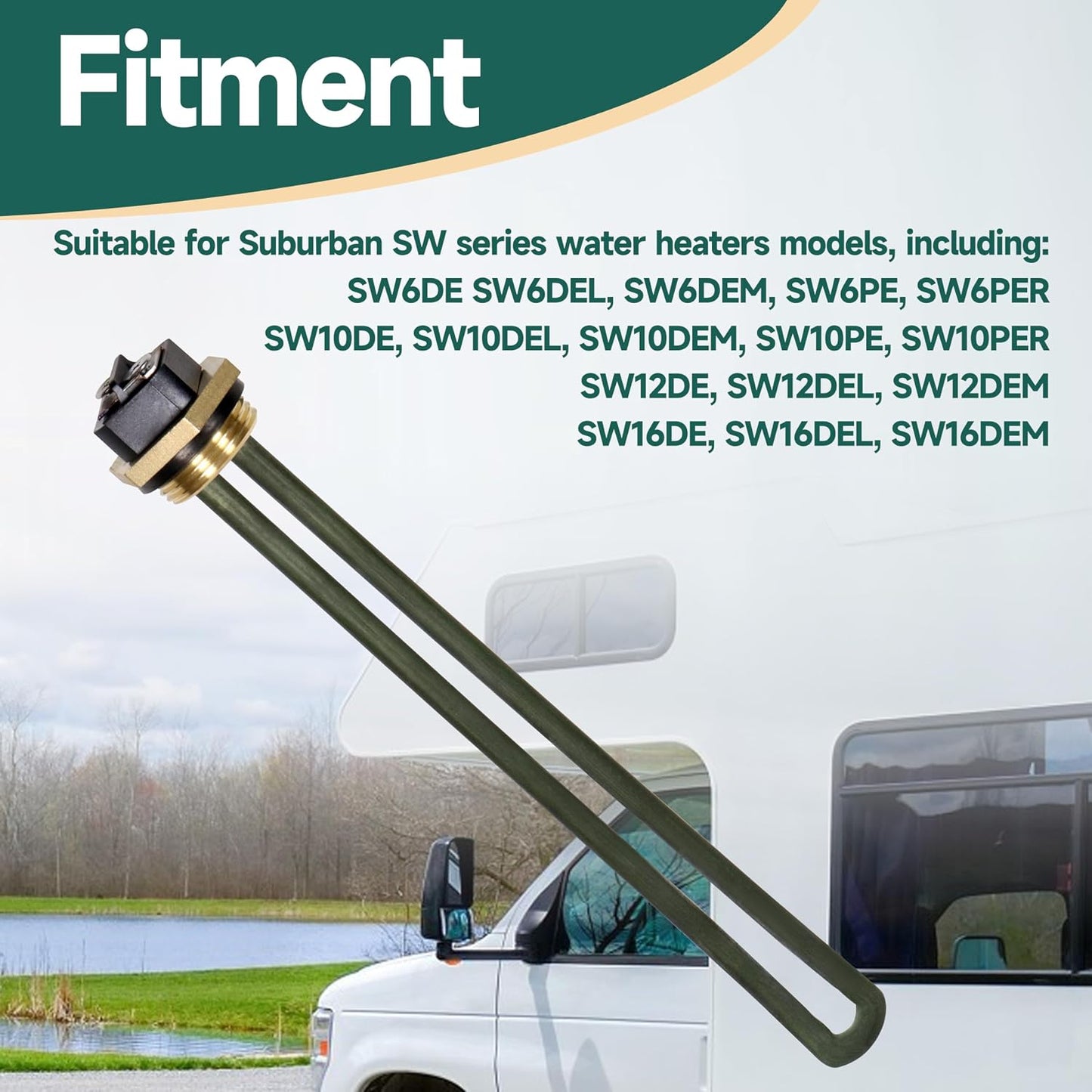Calentador agua RV 6-10gal enchufe 1-1/2"