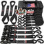 Correas trinquete 1.5" x15ft 4400lb pack 4 negro