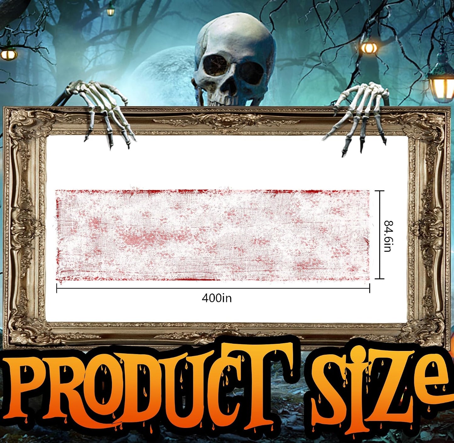Tela espeluznante Halloween 400x85 rojo para decoración