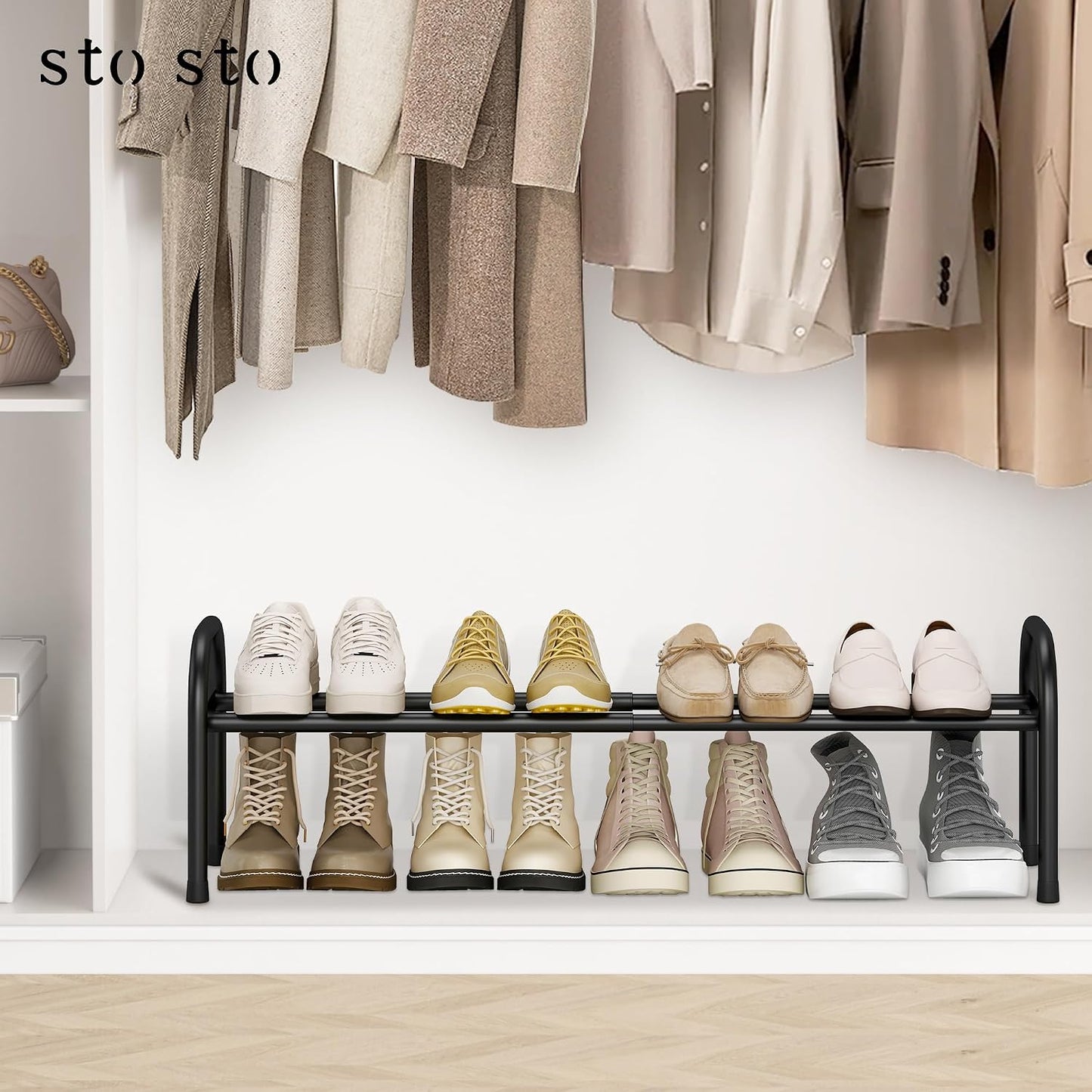 Organiz. zapatos metal 1 nivel ajustable entrada puerta