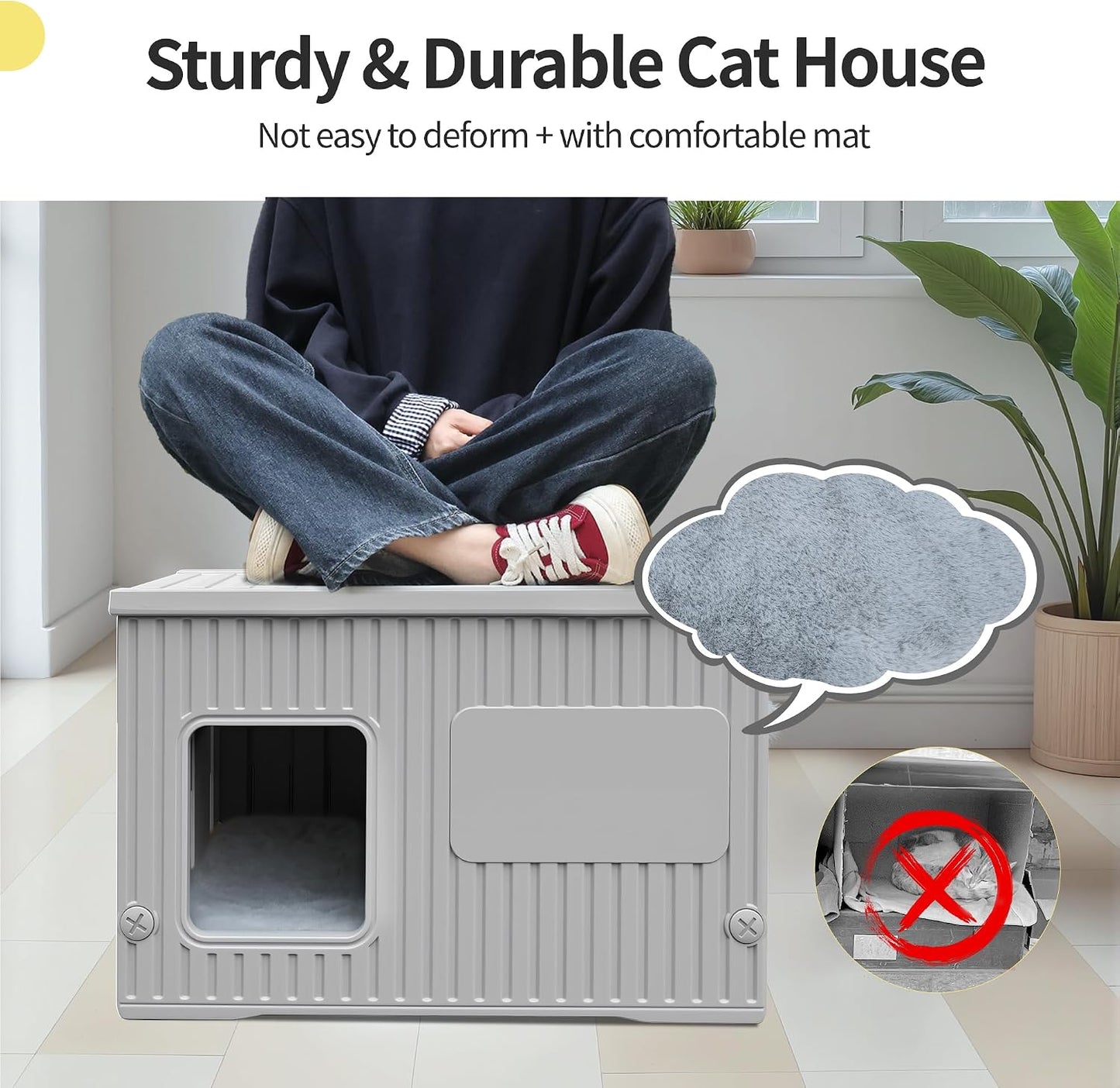 Casa para gatos al aire libre plástico suave gris