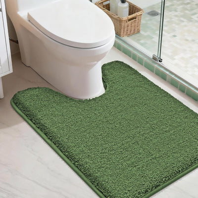 Alfombra baño lanuda forma U 24x20pulg antideslizante lavable