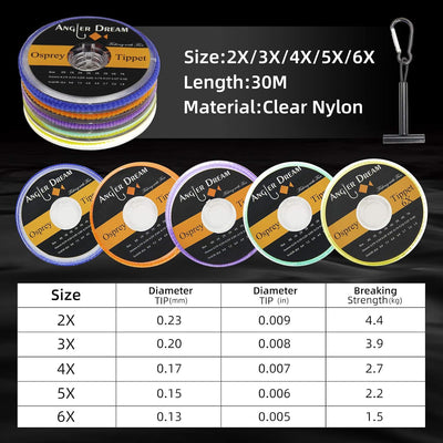 Línea Tippet 50m Nylon para Pesca con Mosca