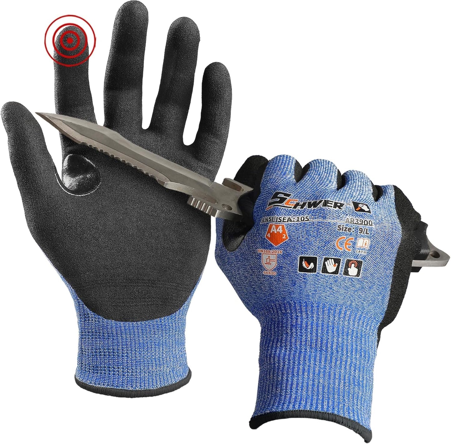 Guantes trabajo ligeros resistentes tacto ajuste 3d