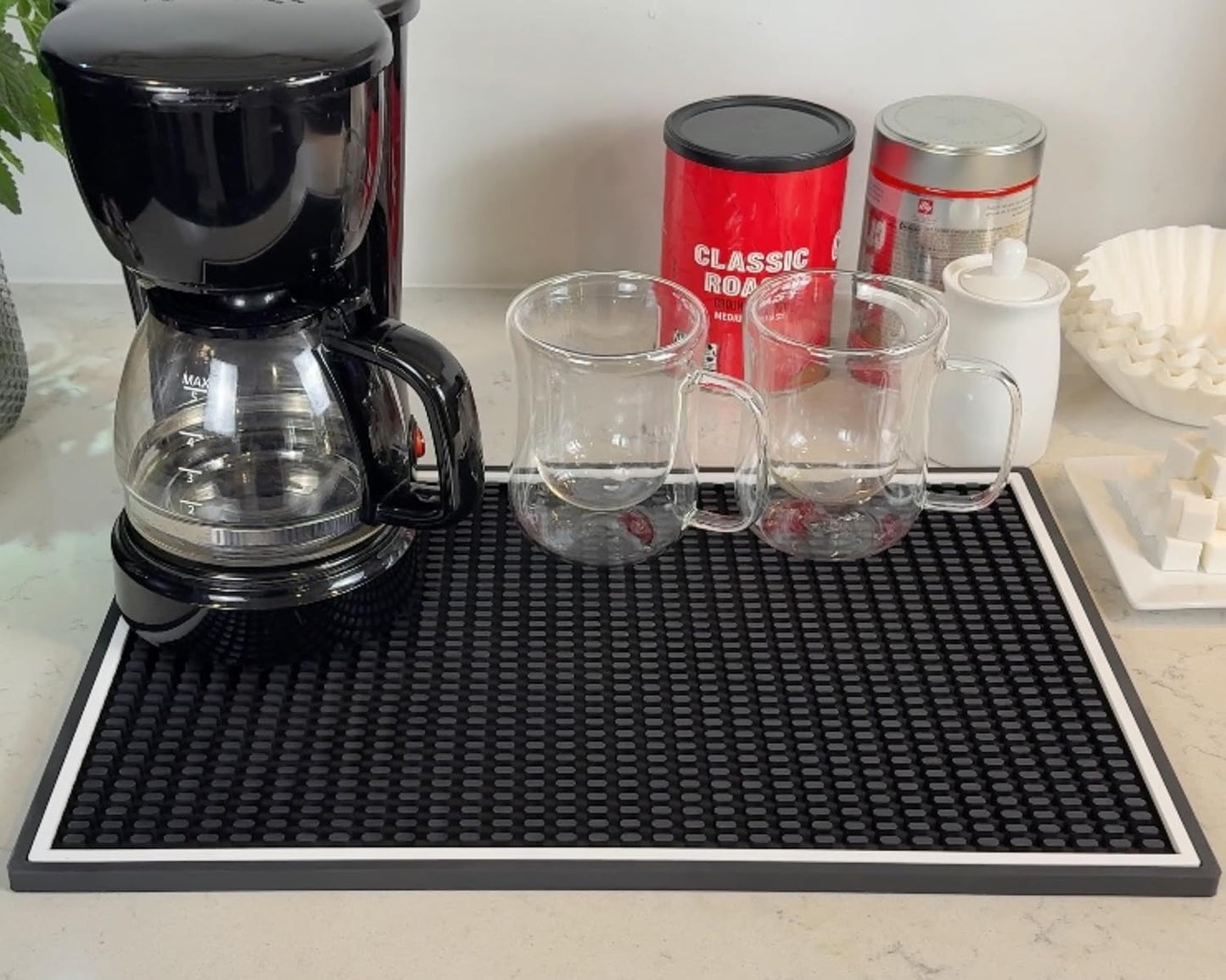 Alfombrilla café silicona 18x12pulg protector espresso