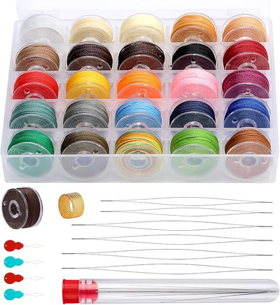 Juego hilos cera 0.026pulg encerado 25 colores para joyas y costura