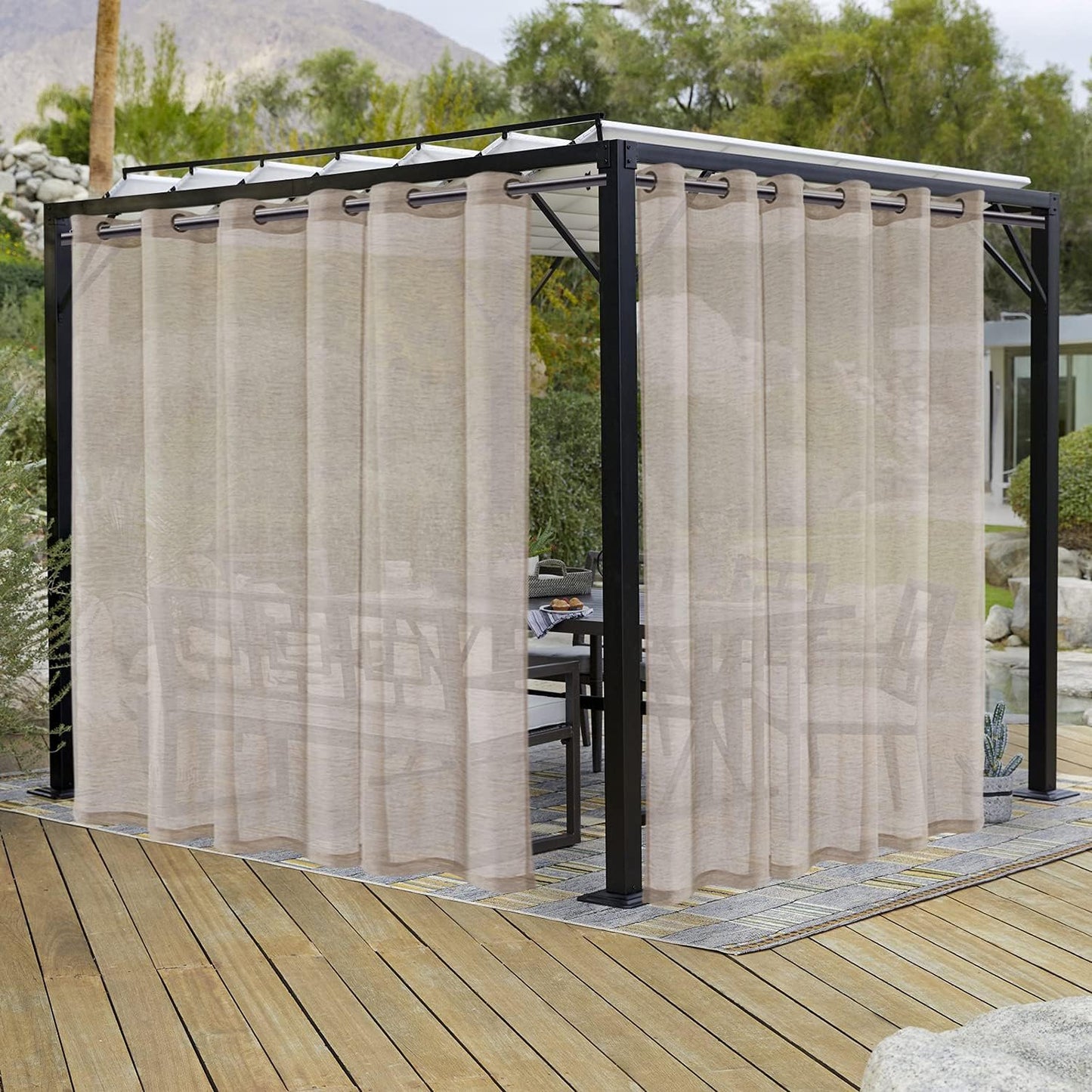 2 Cortinas arpillera lino exterior transparente impermeable