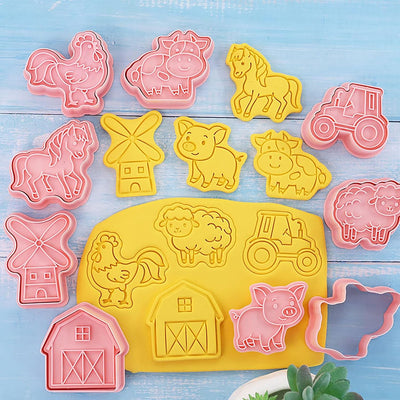 Cortador galletas animales granja 8 pzas plástico para niños