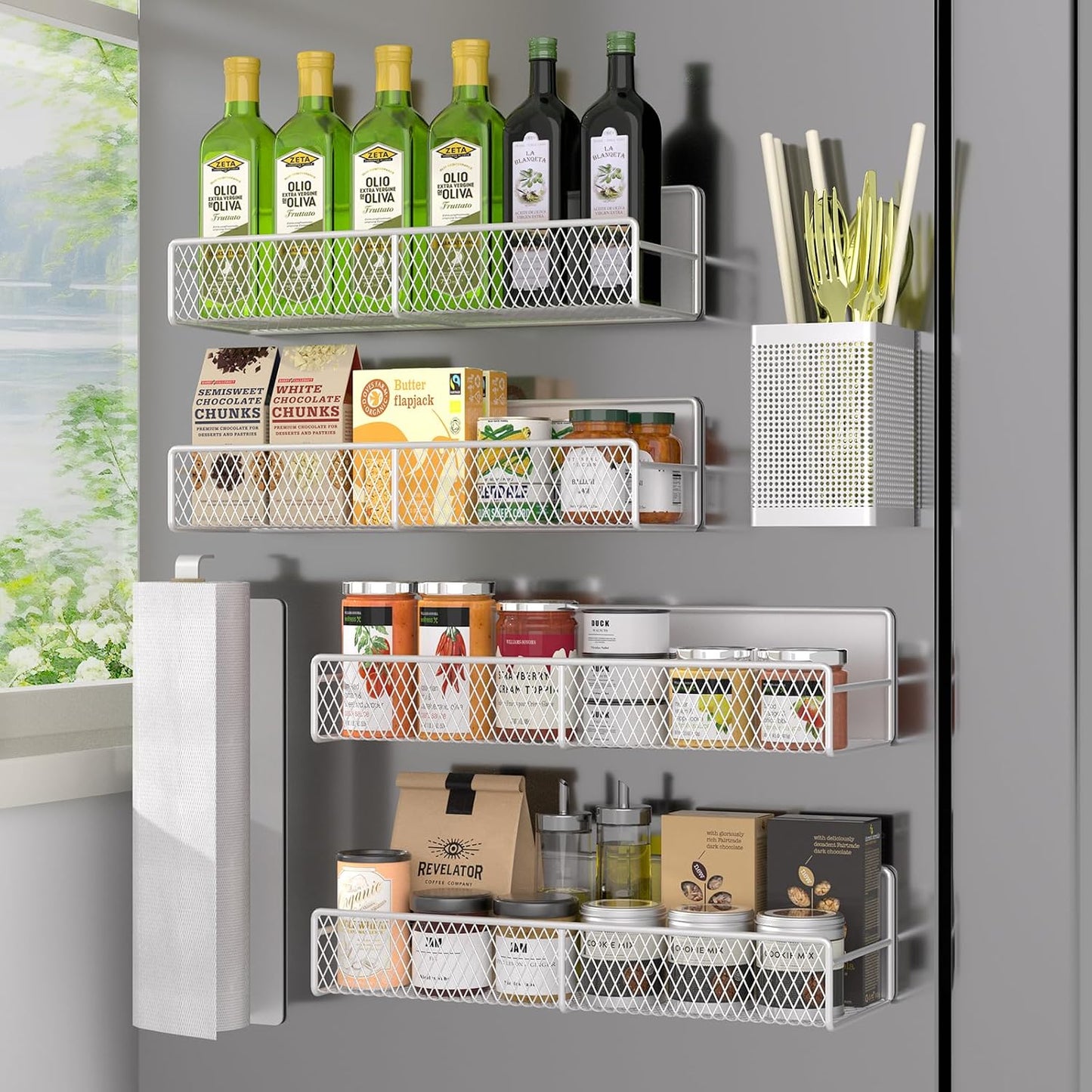 Estante magnético para especias 6 pzas metal organiz. cocina
