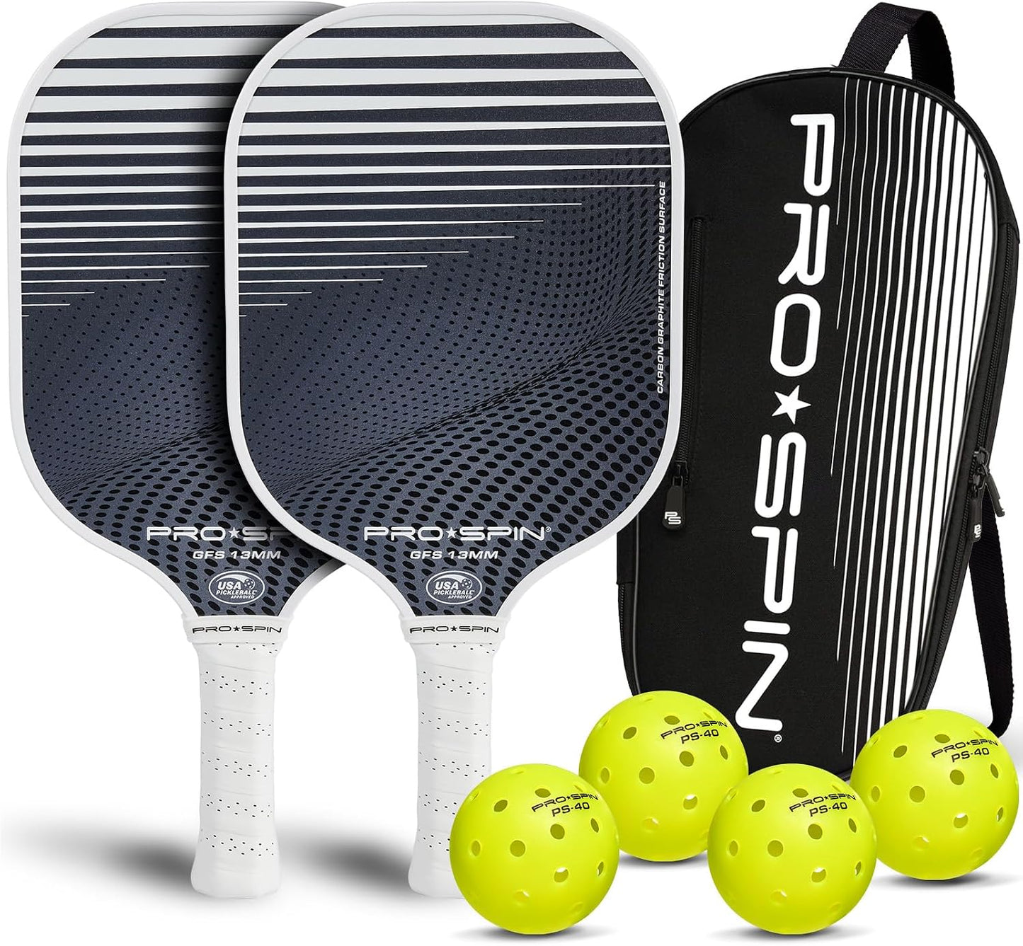 Set 2 palas pickleball fibra carbono con bolsa y bolas