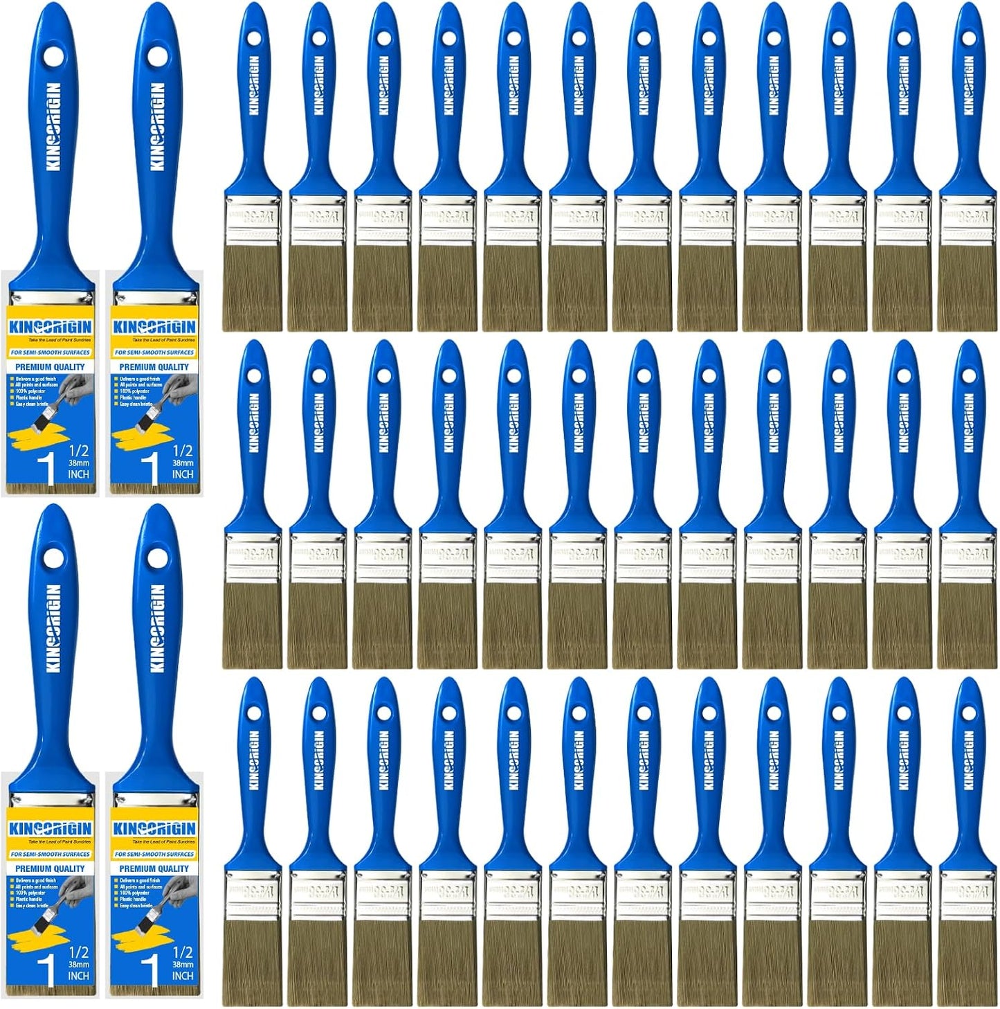 Set 40 Pinceles Planos 1.5pulg para Paredes y Pintura