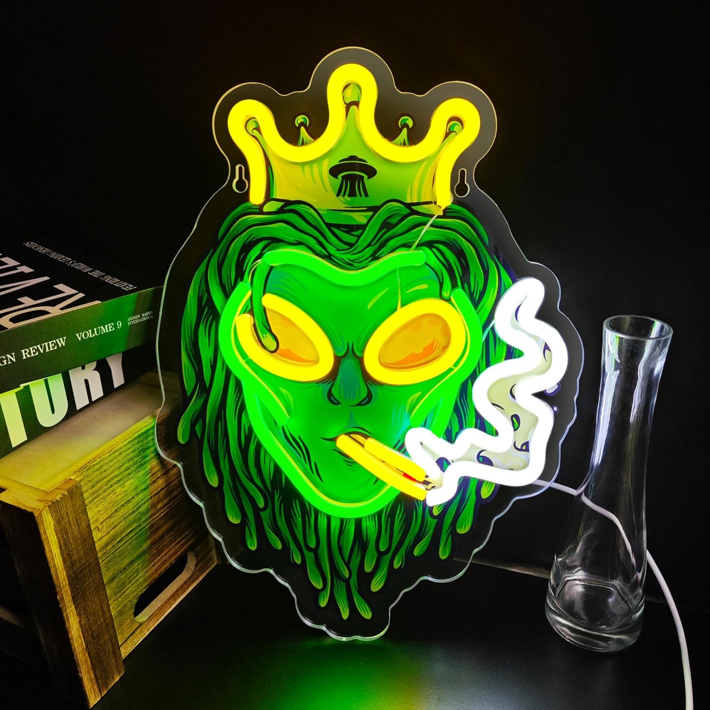 Letreros neón alienígena verde con luces LED USB regulables