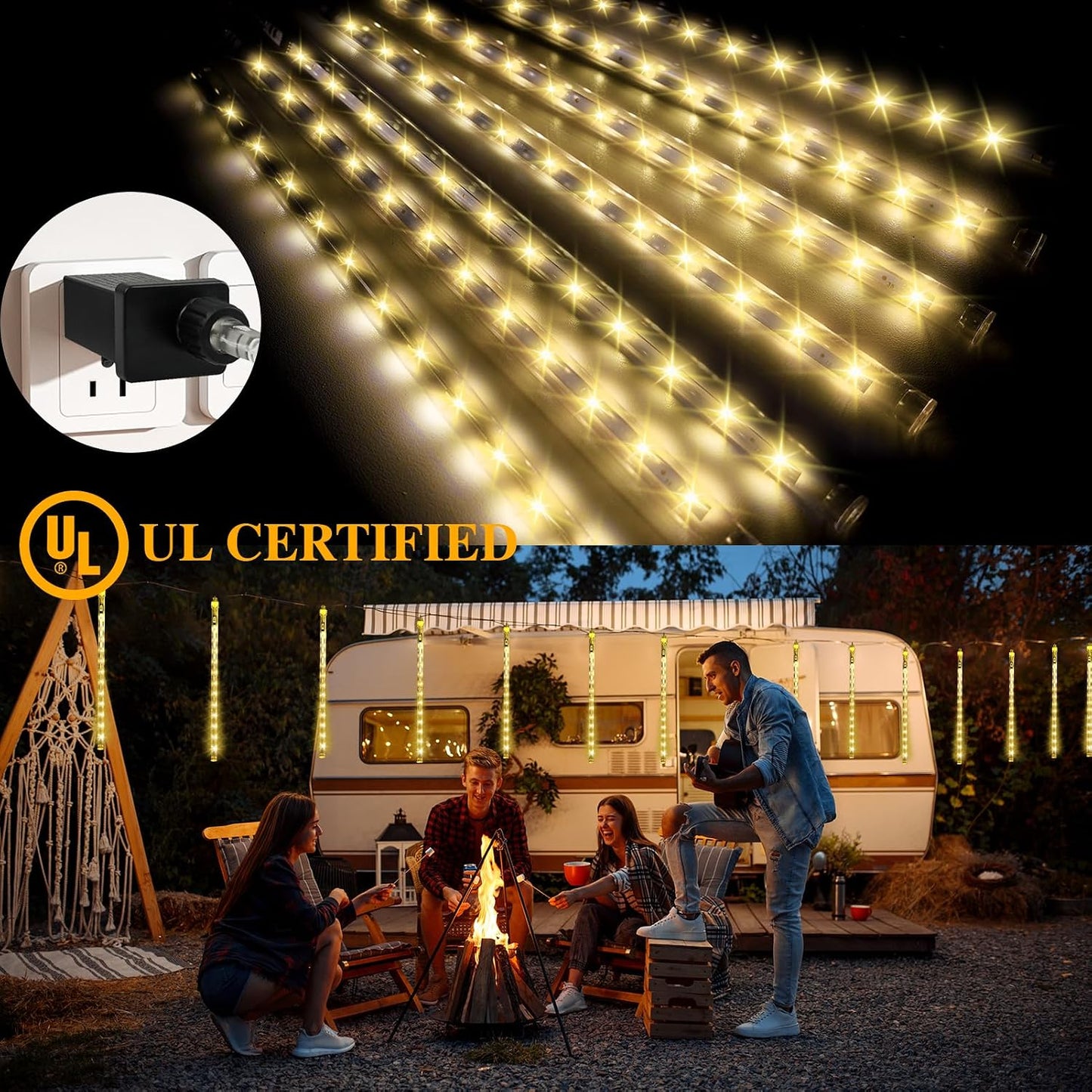 Luces led de lluvia 192 impermeables para navidad jardín patio