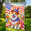 Bandera patriótica perro corgi 12x18pulg doble cara