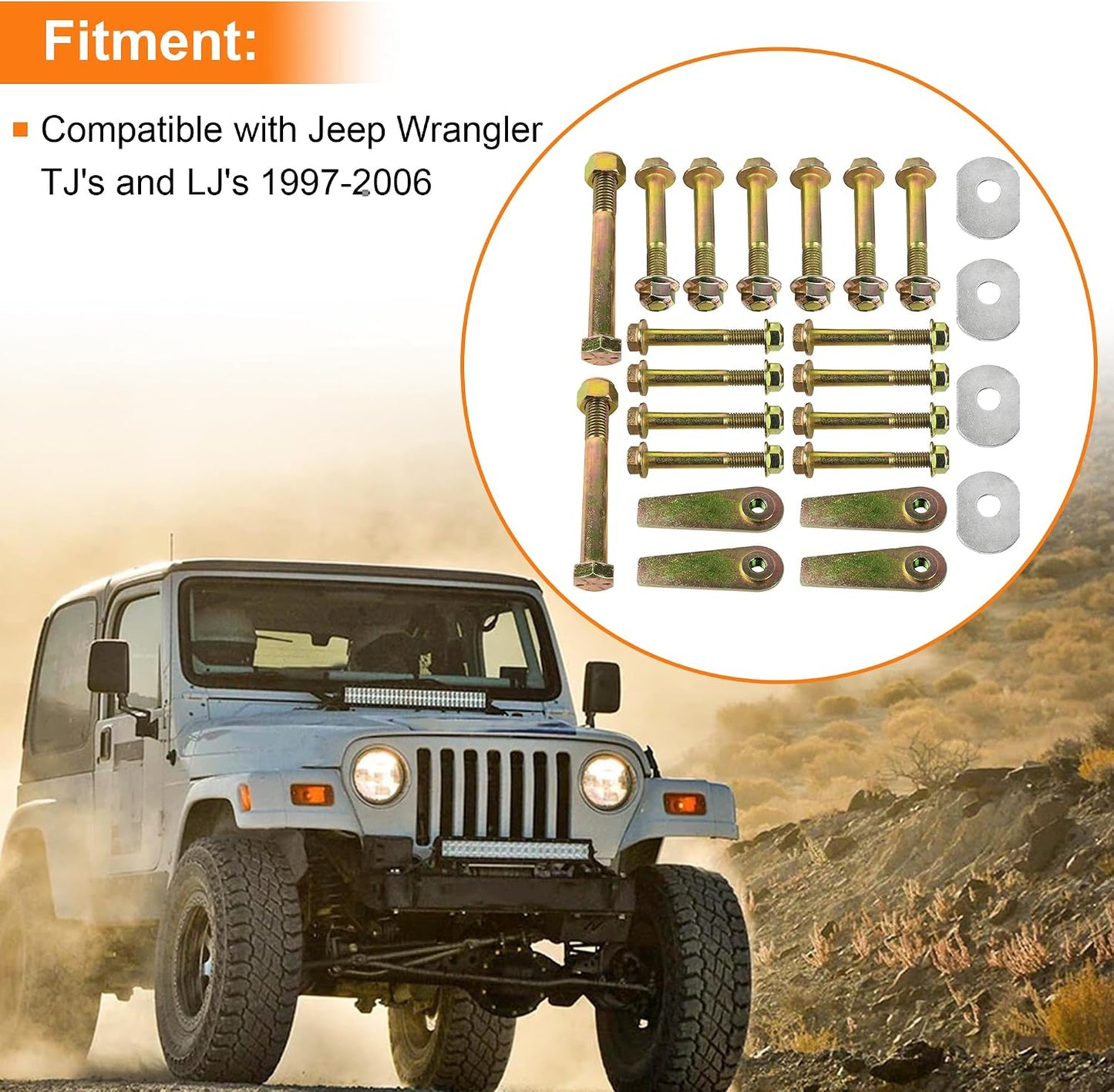 Pernos brazo control Jeep Wrangler TJ/LJ 97-06 con tuerca