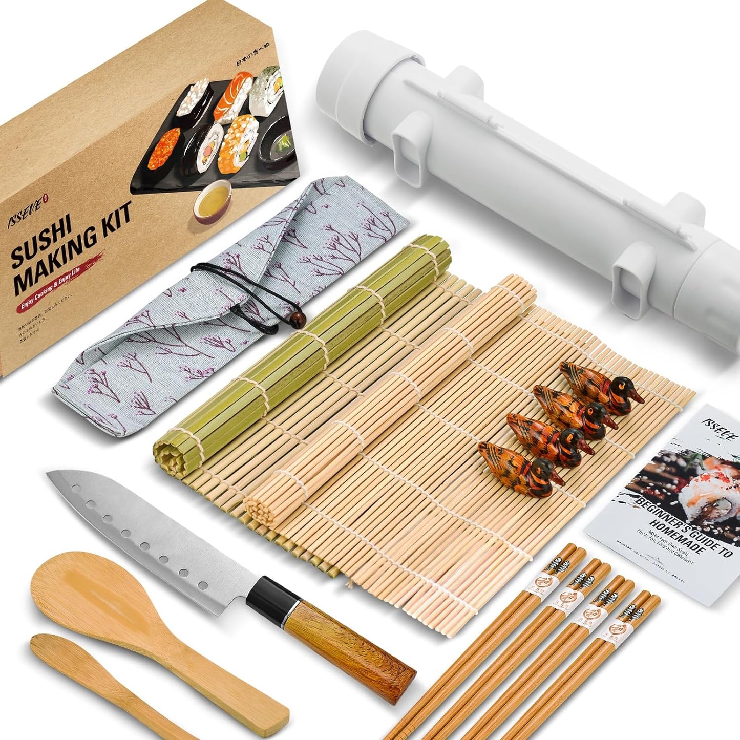 Kit fabricación sushi con bazuca esteras bambú palillos y cuchillo