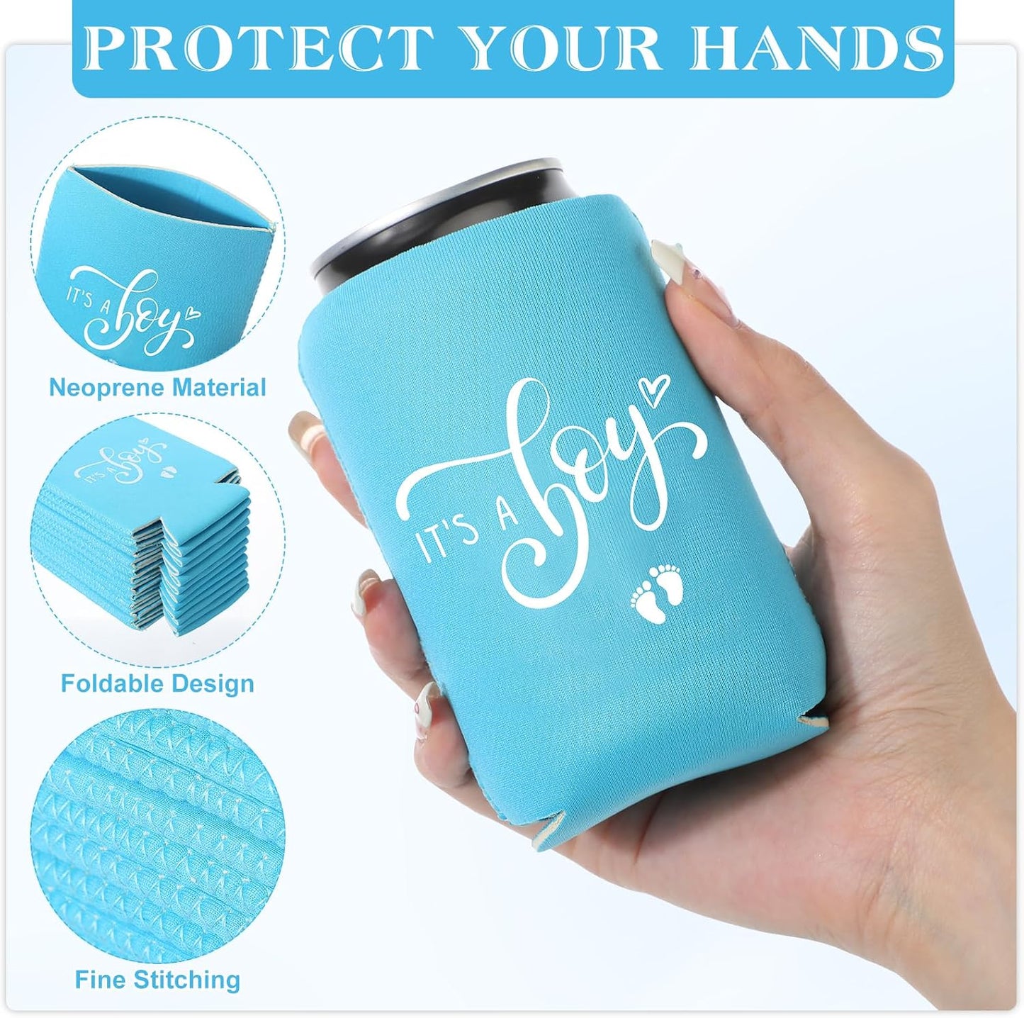 50 Pzas Decoración Baby Shower Fundas Lata 12oz
