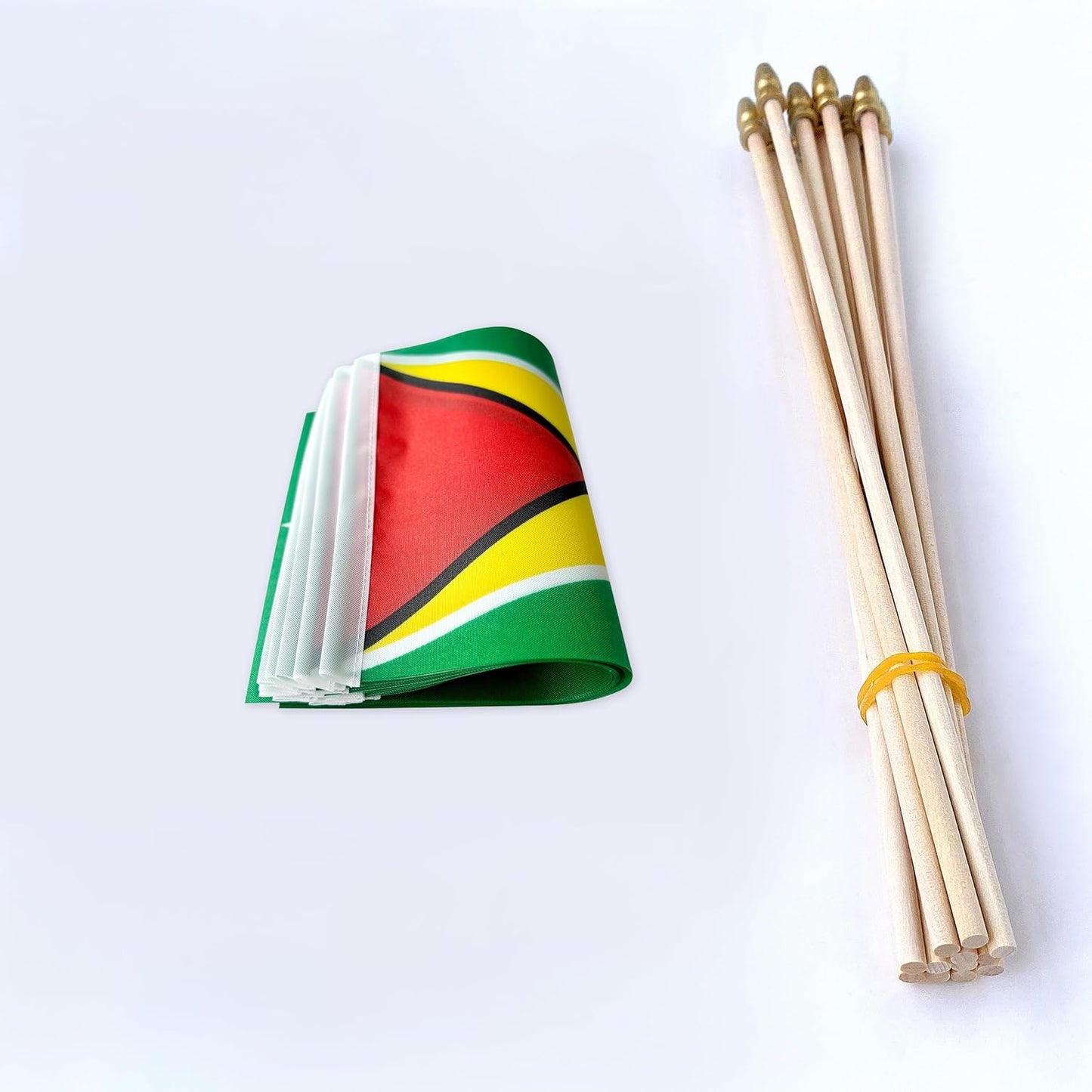 Mini banderas mano Guyana 5x8pulg pack 12