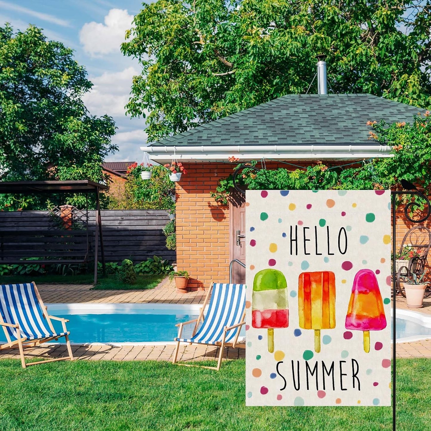 Bandera verano paleta helado 12x18pulg doble cara