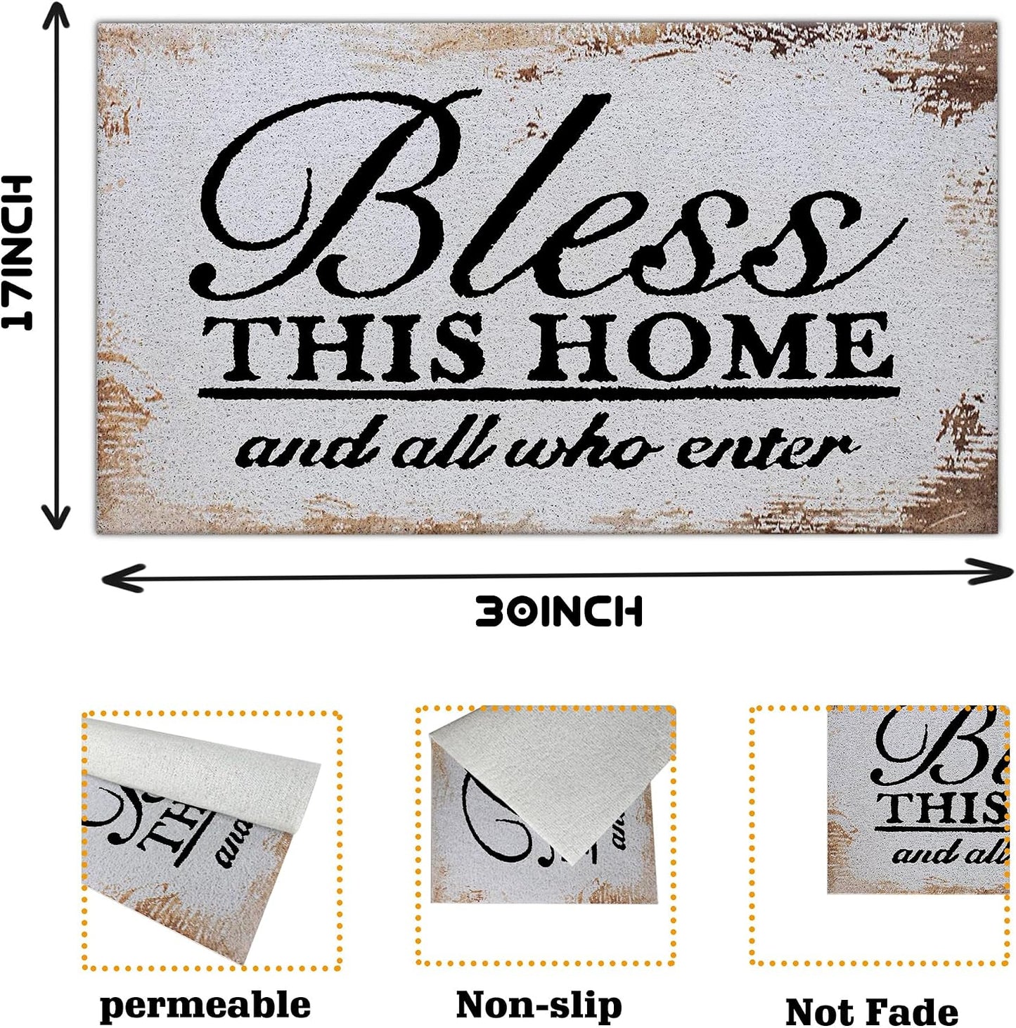 Tapete antiderrap puerta 17x30" decoración religiosa