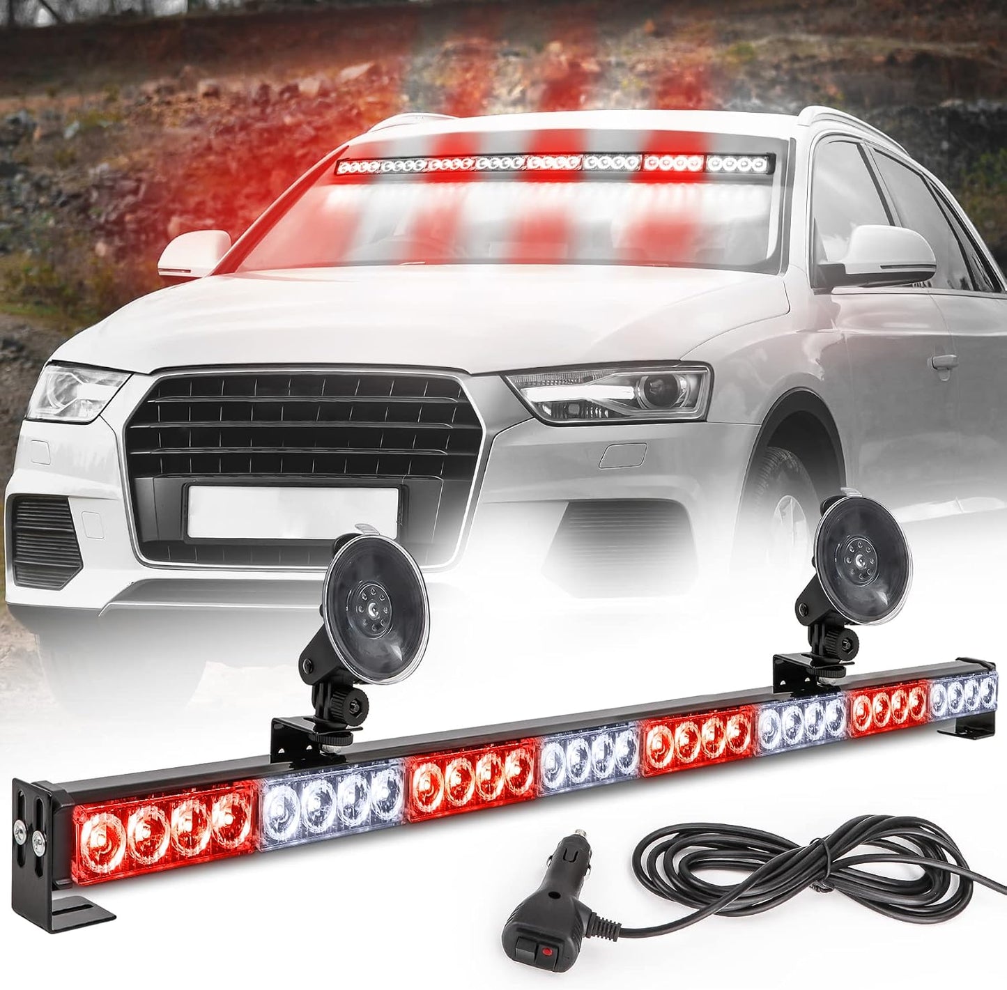 Barra luz LED estroboscópica 35.5" 13 patrones 32 luces