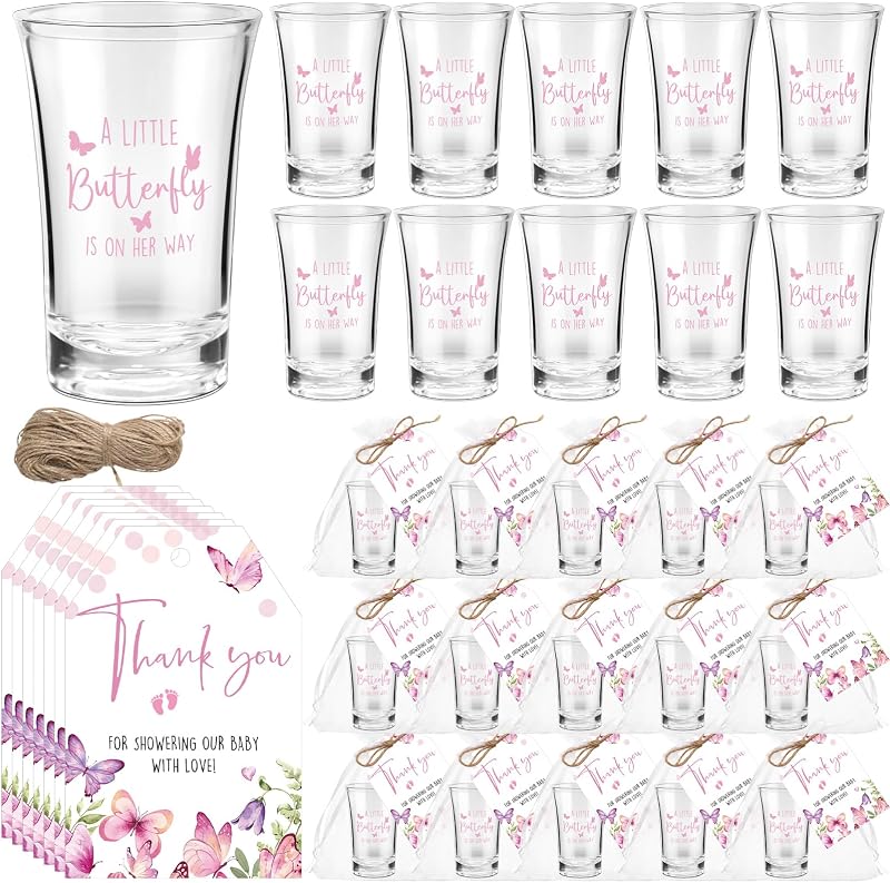 25 Vasos Chupito Acrílicos para Baby Shower con Regalos