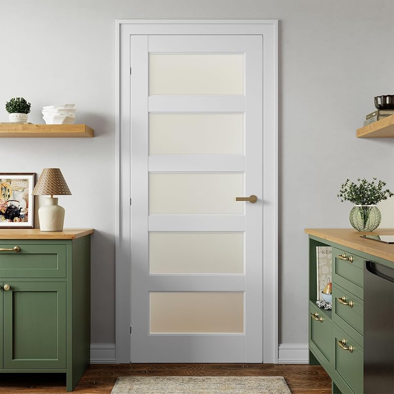 Losa puerta vidrio esmerilado 32x80pulg color blanco