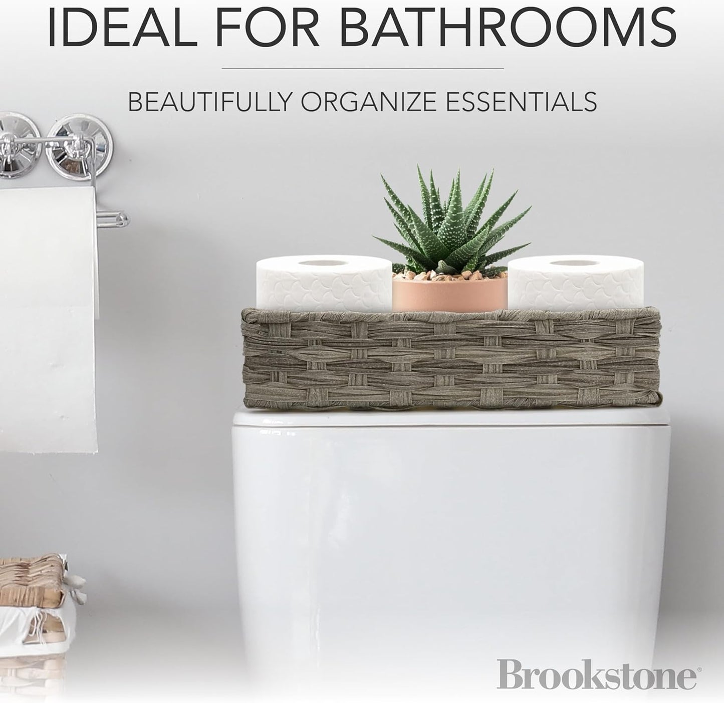 2 Pzas Cesta Mimbre Organiz. Bohemio Contenedor Decorativo