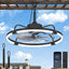 Ventilador techo exterior 24pulg luz IP65 enchufable app 3CCT 6 vel