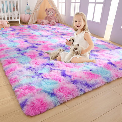 Alfombra arcoíris suave para niñas 4x6ft dormitorio