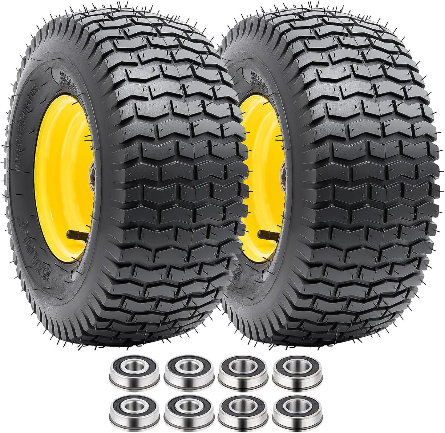 Neumático 15x6.00-6 con rodamientos 3/4 comp carretilla amarillo