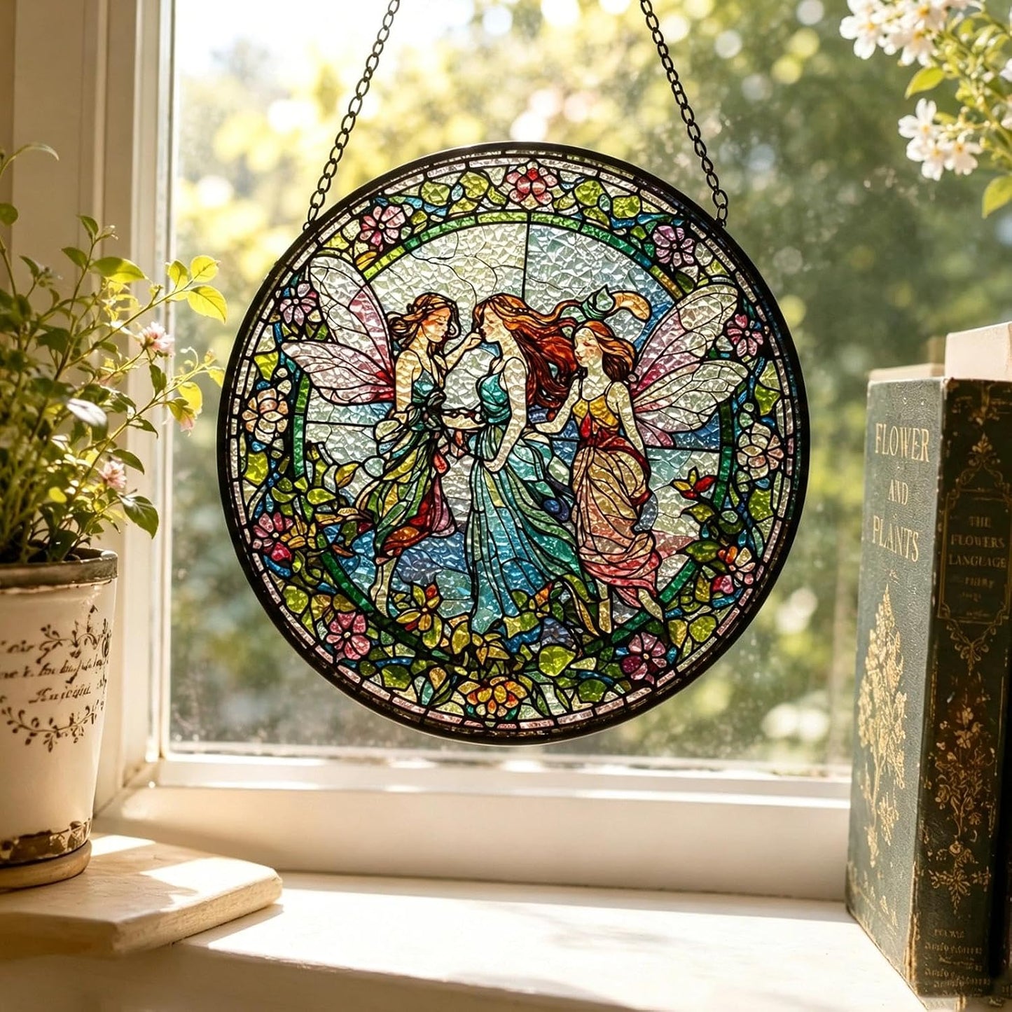 Hadas de flores para colgar en ventanas decoración jardín
