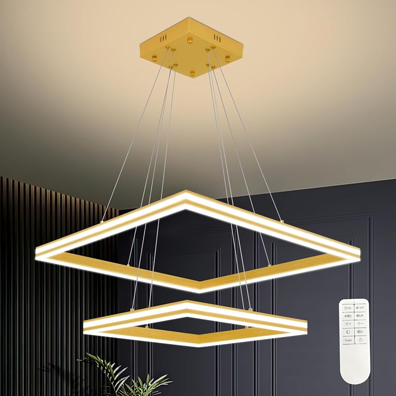 Candelabro anillo LED dorado 2 anillos ajustables sala