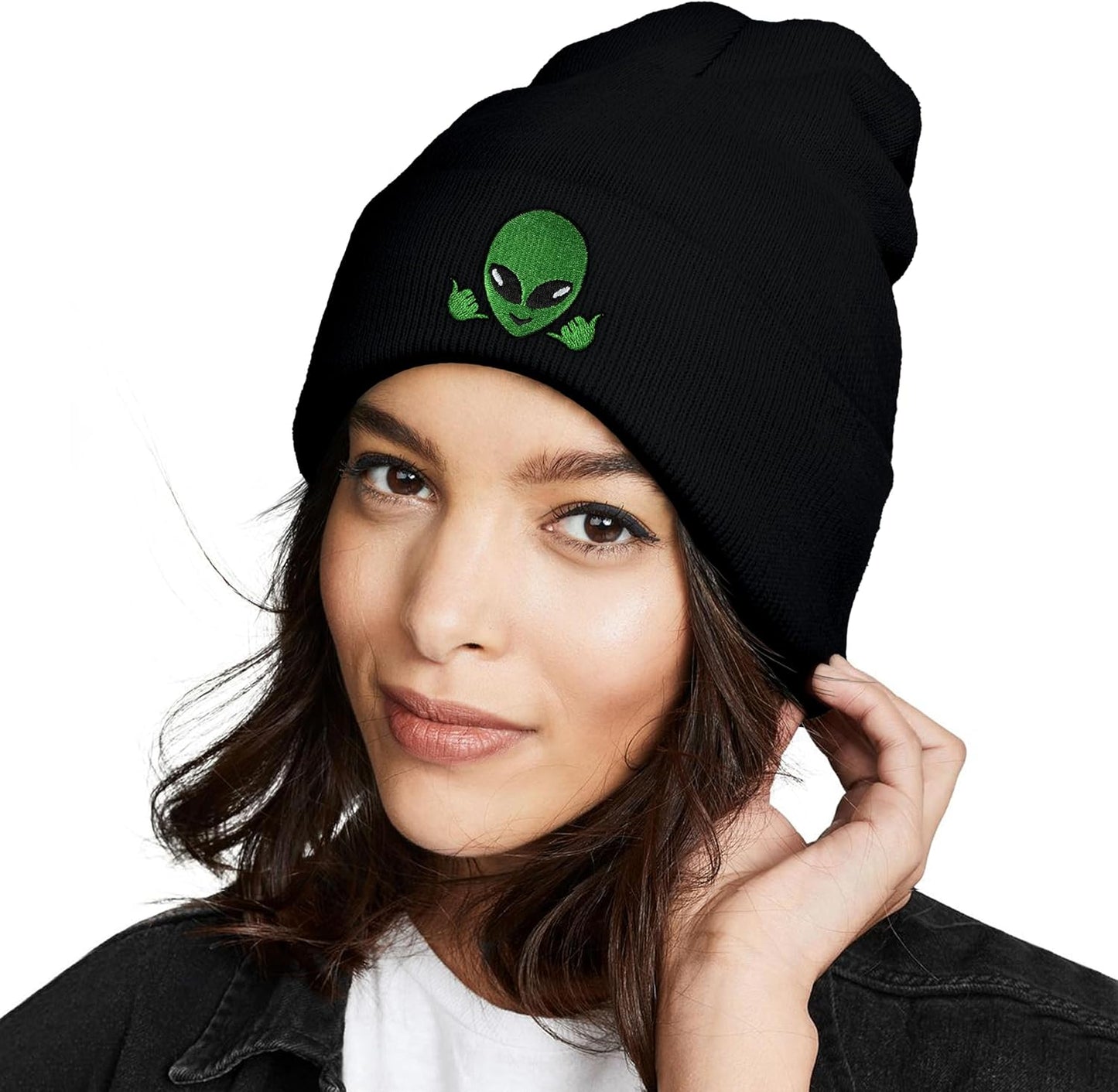 Gorro invierno tejido alienígenas negro